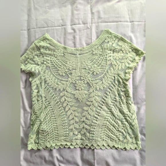 EXPRESS Teal Lace Top - Picture 6 of 9